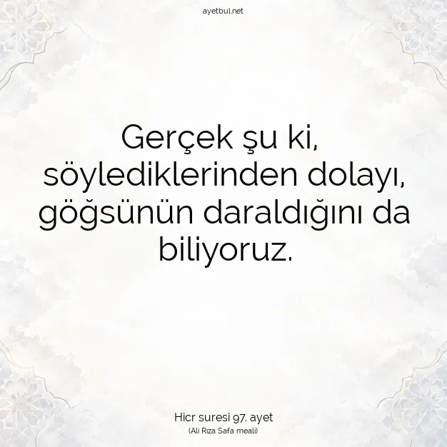 Ayetbul | Kuran Mealleri | Quran | Hicr suresi 97. ayet
