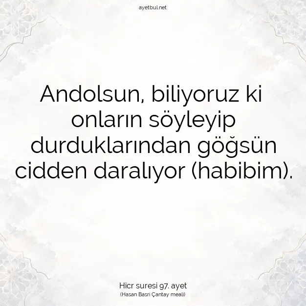 Ayetbul | Kuran Mealleri | Quran | Hicr suresi 97. ayet