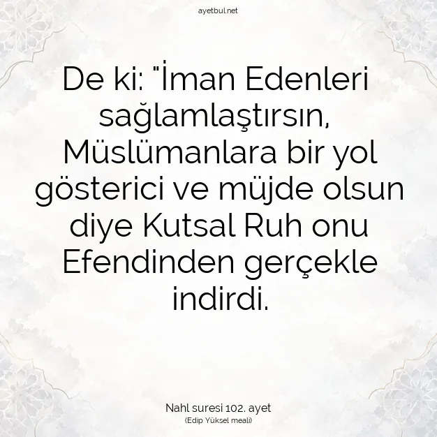Ayetbul | Kuran Mealleri | Quran | Nahl suresi 102. ayet