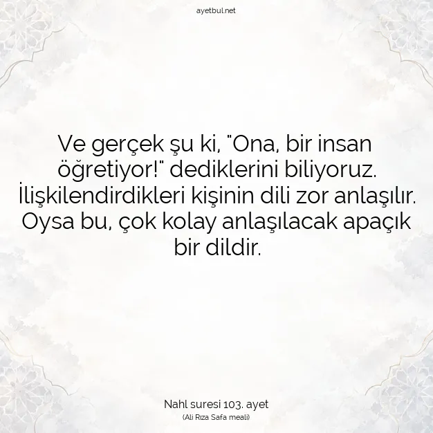 Ayetbul | Kuran Mealleri | Quran | Nahl suresi 103. ayet