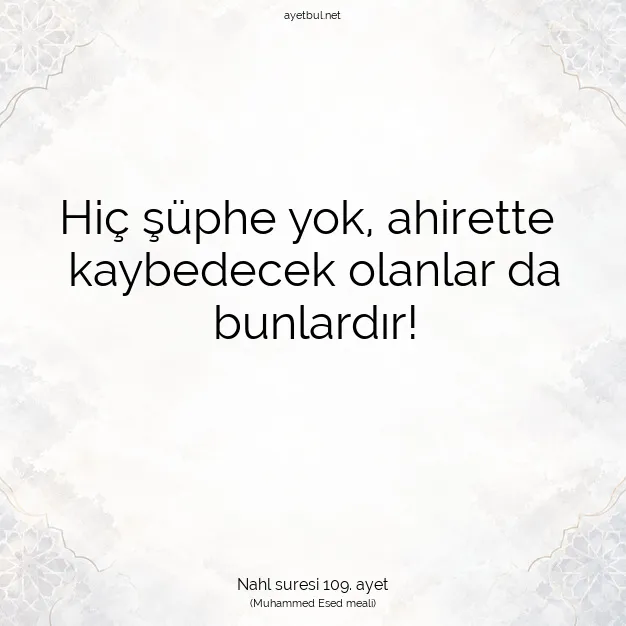 Ayetbul | Kuran Mealleri | Quran | Nahl suresi 109. ayet