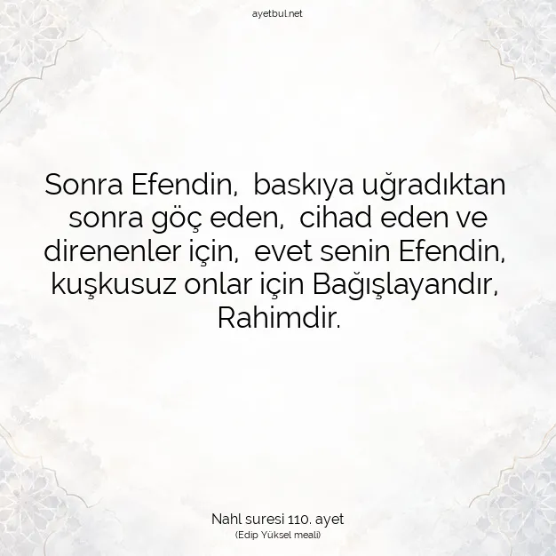 Ayetbul | Kuran Mealleri | Quran | Nahl suresi 110. ayet