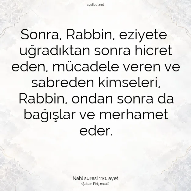 Ayetbul | Kuran Mealleri | Quran | Nahl suresi 110. ayet