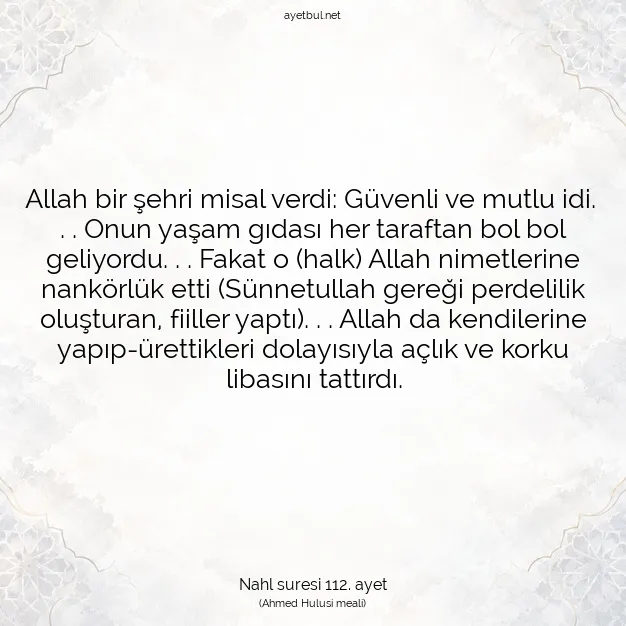 Ayetbul | Kuran Mealleri | Quran | Nahl suresi 112. ayet