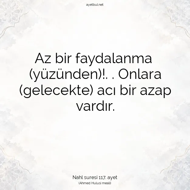 Ayetbul | Kuran Mealleri | Quran | Nahl suresi 117. ayet