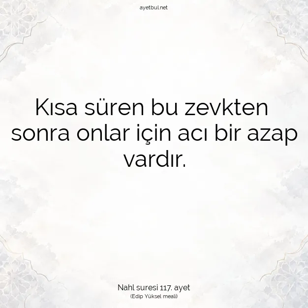 Ayetbul | Kuran Mealleri | Quran | Nahl suresi 117. ayet