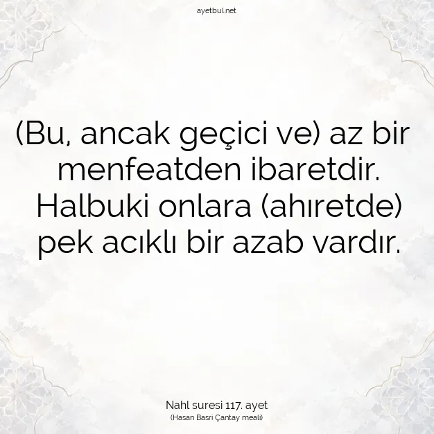 Ayetbul | Kuran Mealleri | Quran | Nahl suresi 117. ayet