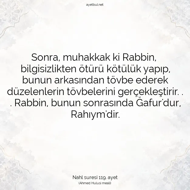 Ayetbul | Kuran Mealleri | Quran | Nahl suresi 119. ayet