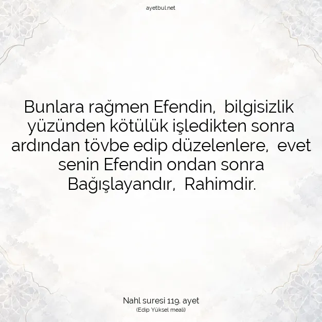 Ayetbul | Kuran Mealleri | Quran | Nahl suresi 119. ayet