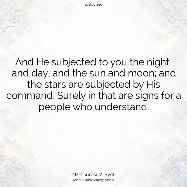 Ayetbul | Kuran Mealleri | Quran | Nahl suresi 12. ayet