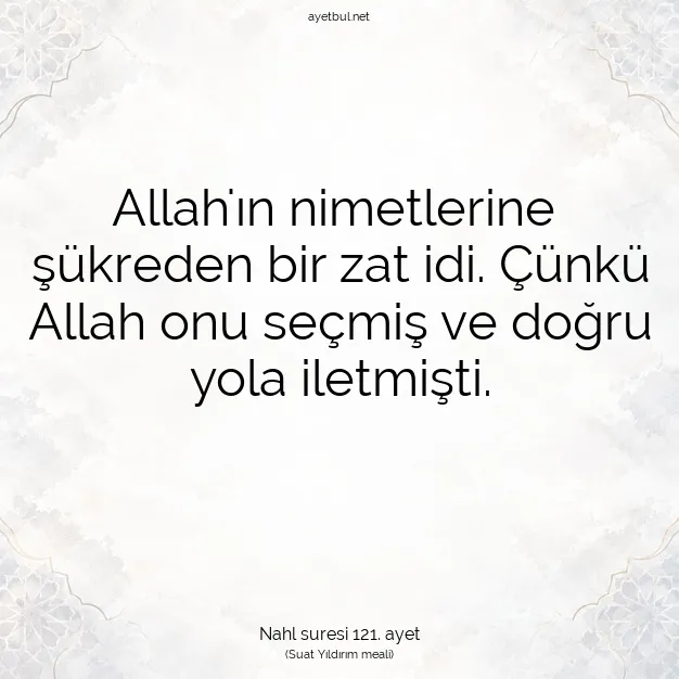 Ayetbul | Kuran Mealleri | Quran | Nahl suresi 121. ayet