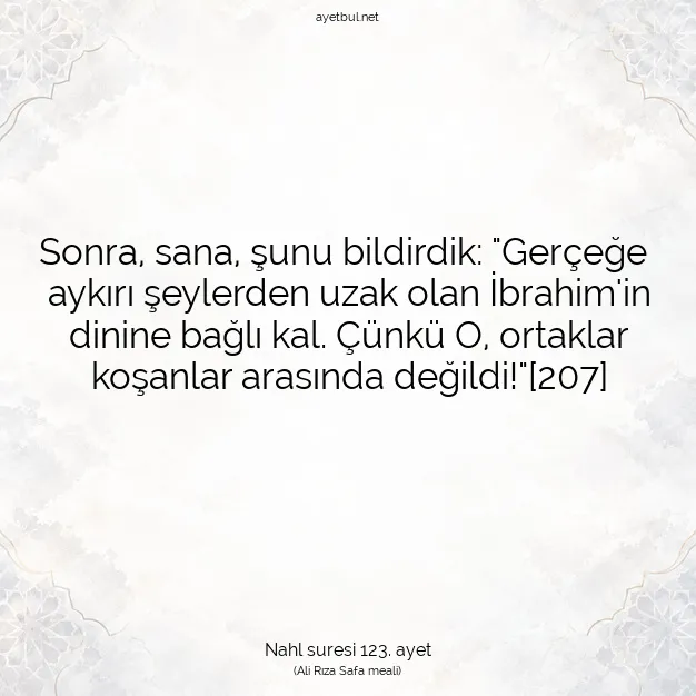 Ayetbul | Kuran Mealleri | Quran | Nahl suresi 123. ayet
