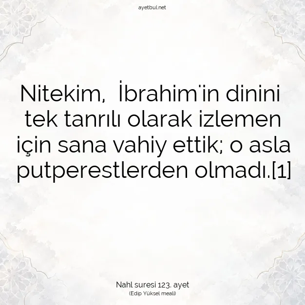 Ayetbul | Kuran Mealleri | Quran | Nahl suresi 123. ayet