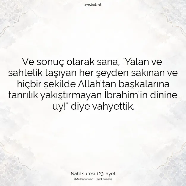 Ayetbul | Kuran Mealleri | Quran | Nahl suresi 123. ayet