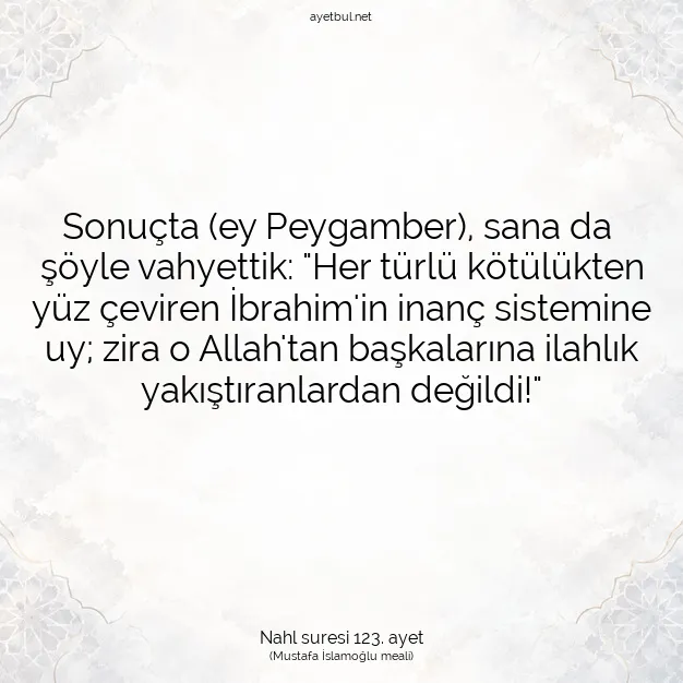 Ayetbul | Kuran Mealleri | Quran | Nahl suresi 123. ayet