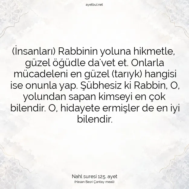 Ayetbul | Kuran Mealleri | Quran | Nahl suresi 125. ayet