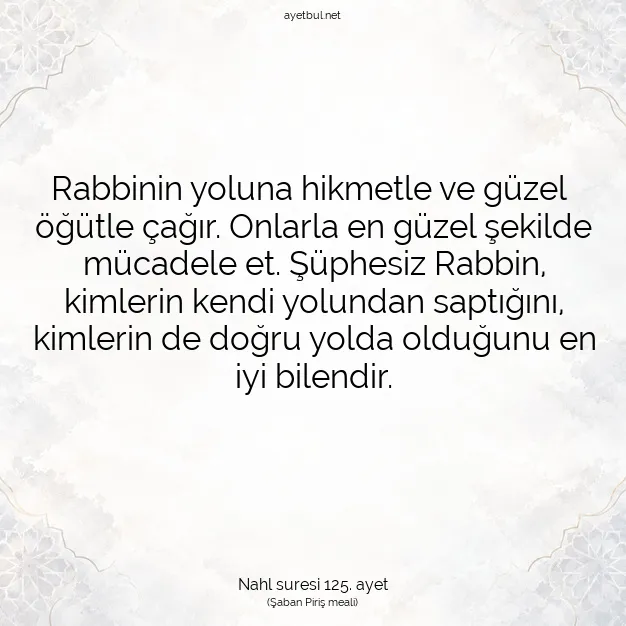Ayetbul | Kuran Mealleri | Quran | Nahl suresi 125. ayet