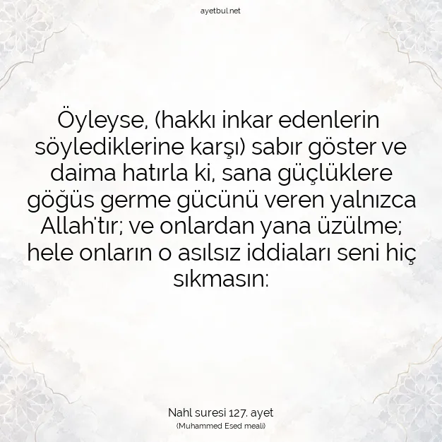 Ayetbul | Kuran Mealleri | Quran | Nahl suresi 127. ayet