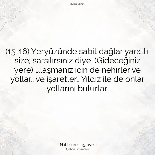 Ayetbul | Kuran Mealleri | Quran | Nahl suresi 15. ayet