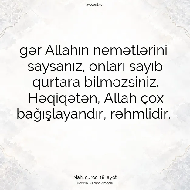 Ayetbul | Kuran Mealleri | Quran | Nahl suresi 18. ayet