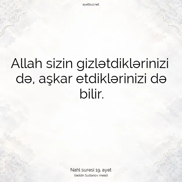 Ayetbul | Kuran Mealleri | Quran | Nahl suresi 19. ayet
