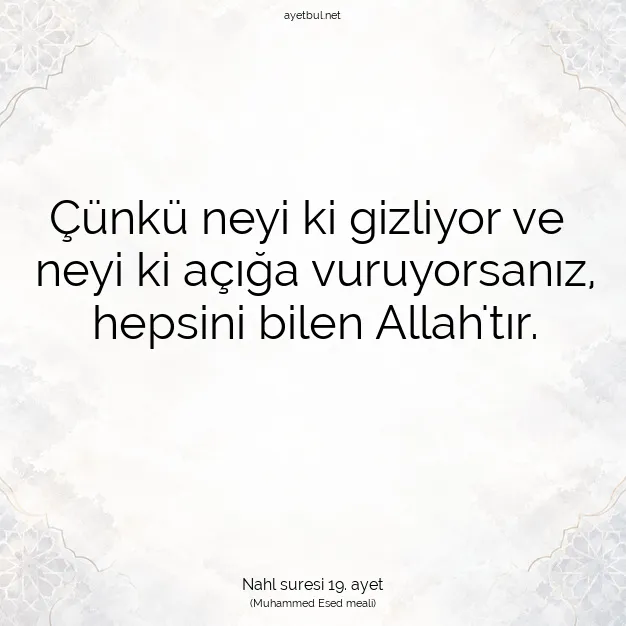 Ayetbul | Kuran Mealleri | Quran | Nahl suresi 19. ayet