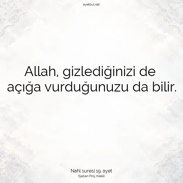 Ayetbul | Kuran Mealleri | Quran | Nahl suresi 19. ayet