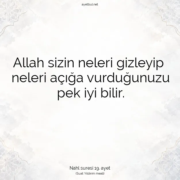 Ayetbul | Kuran Mealleri | Quran | Nahl suresi 19. ayet