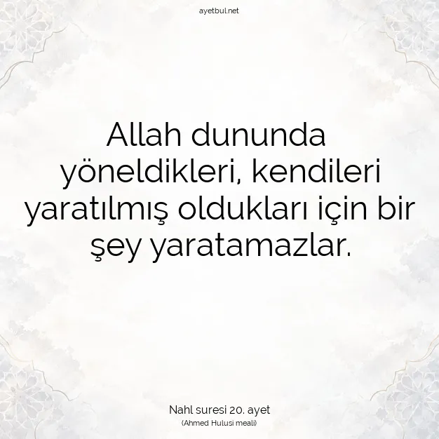 Ayetbul | Kuran Mealleri | Quran | Nahl suresi 20. ayet