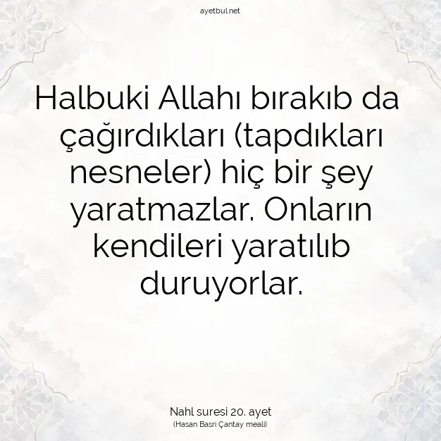 Ayetbul | Kuran Mealleri | Quran | Nahl suresi 20. ayet
