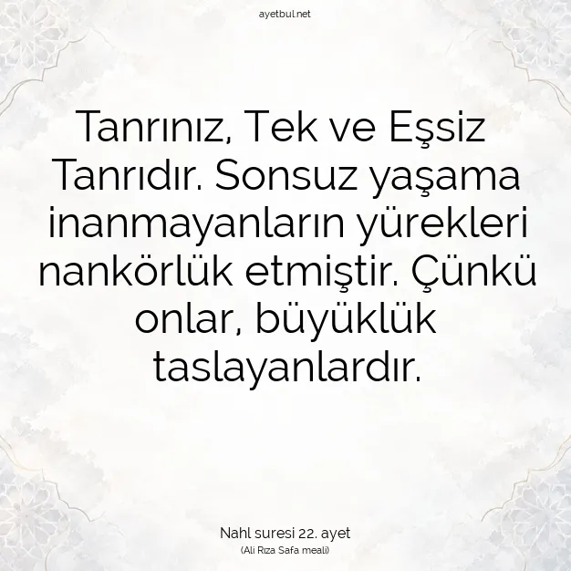 Ayetbul | Kuran Mealleri | Quran | Nahl suresi 22. ayet