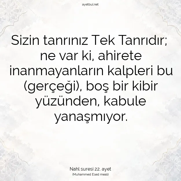 Ayetbul | Kuran Mealleri | Quran | Nahl suresi 22. ayet