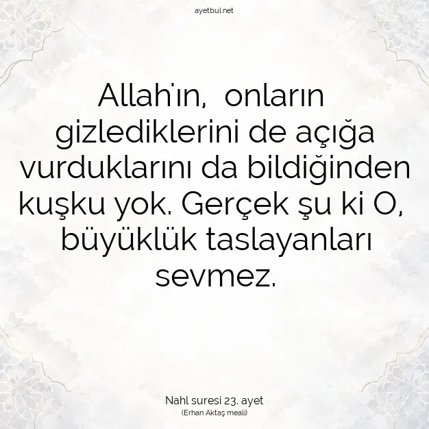 Ayetbul | Kuran Mealleri | Quran | Nahl suresi 23. ayet