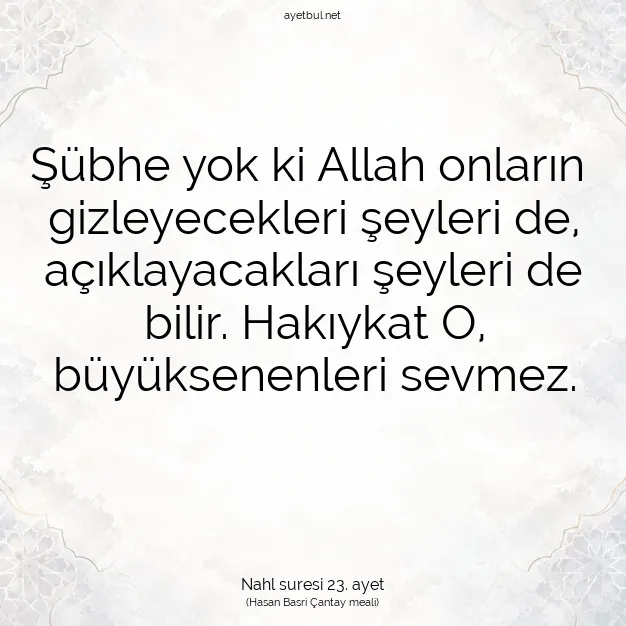 Ayetbul | Kuran Mealleri | Quran | Nahl suresi 23. ayet