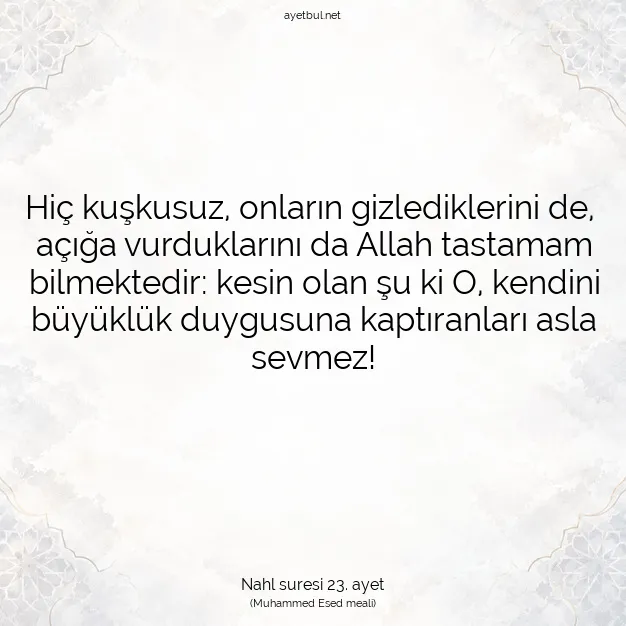 Ayetbul | Kuran Mealleri | Quran | Nahl suresi 23. ayet