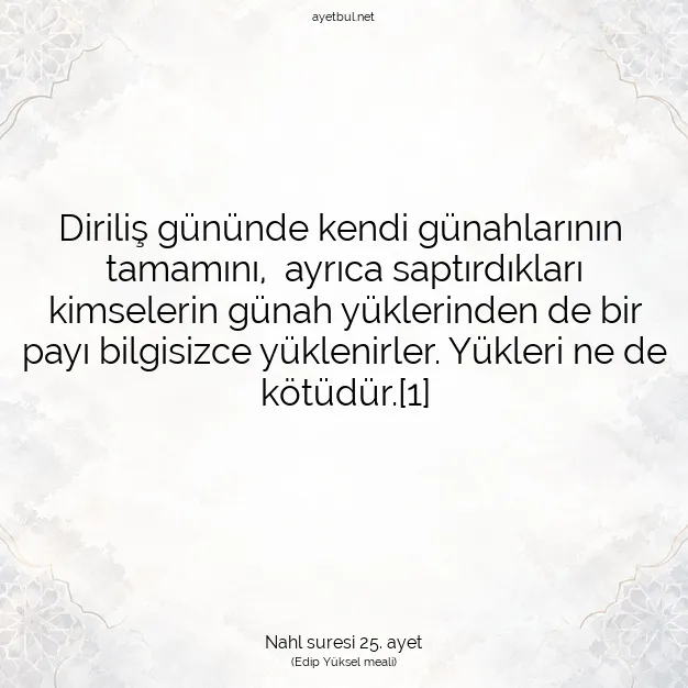 Ayetbul | Kuran Mealleri | Quran | Nahl suresi 25. ayet