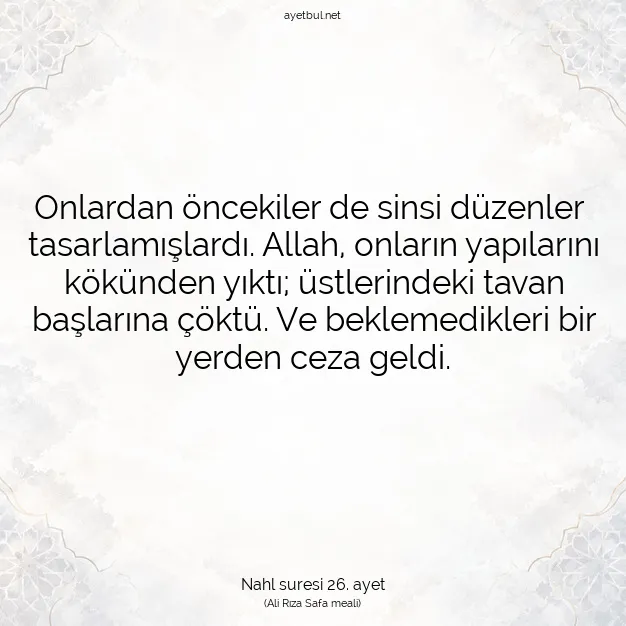 Ayetbul | Kuran Mealleri | Quran | Nahl suresi 26. ayet