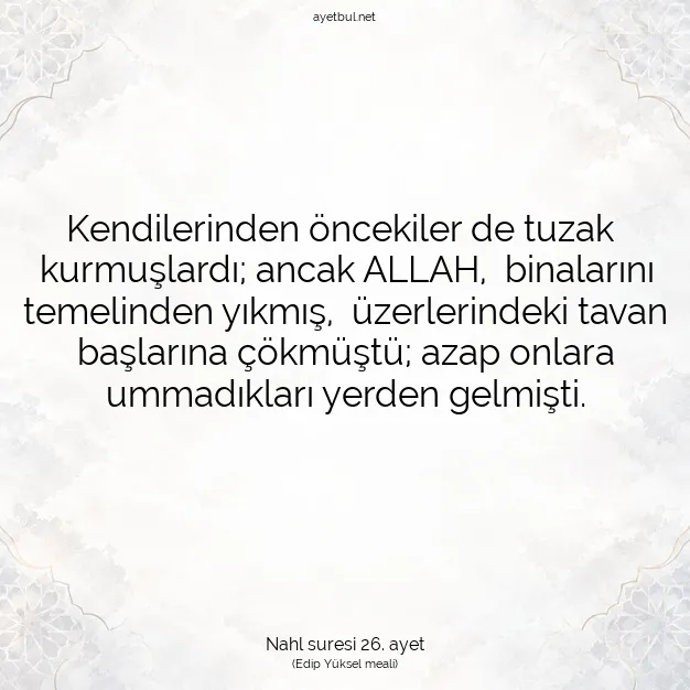 Ayetbul | Kuran Mealleri | Quran | Nahl suresi 26. ayet