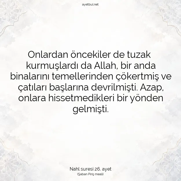 Ayetbul | Kuran Mealleri | Quran | Nahl suresi 26. ayet