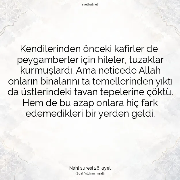 Ayetbul | Kuran Mealleri | Quran | Nahl suresi 26. ayet