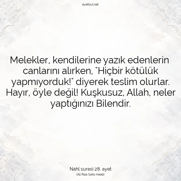 Ayetbul | Kuran Mealleri | Quran | Nahl suresi 28. ayet