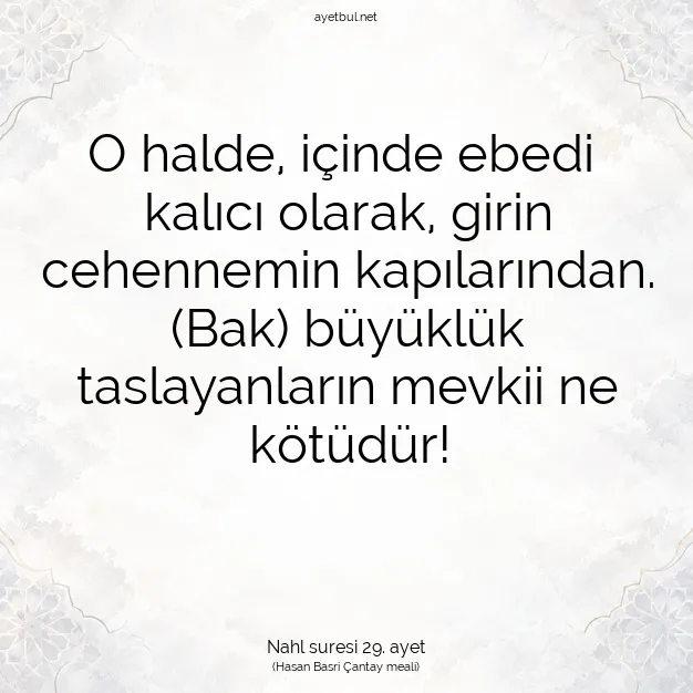 Ayetbul | Kuran Mealleri | Quran | Nahl suresi 29. ayet
