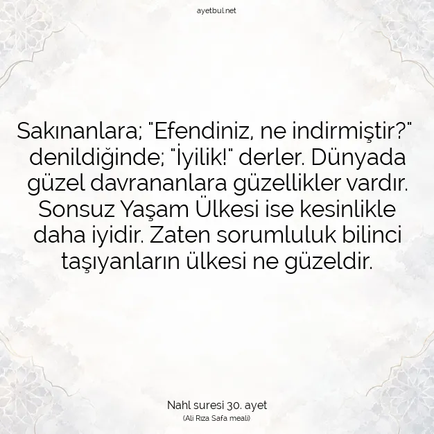 Ayetbul | Kuran Mealleri | Quran | Nahl suresi 30. ayet
