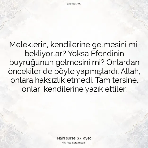 Ayetbul | Kuran Mealleri | Quran | Nahl suresi 33. ayet