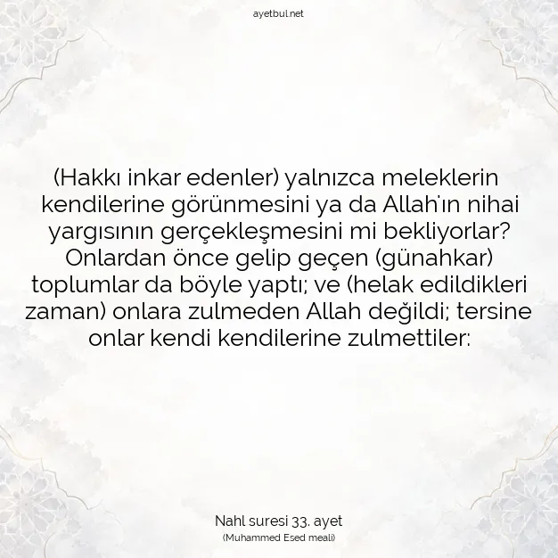Ayetbul | Kuran Mealleri | Quran | Nahl suresi 33. ayet