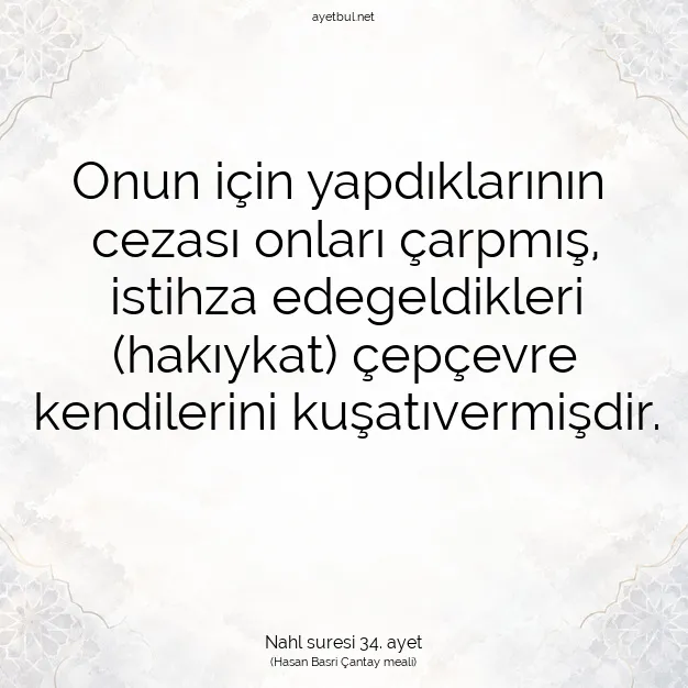 Ayetbul | Kuran Mealleri | Quran | Nahl suresi 34. ayet