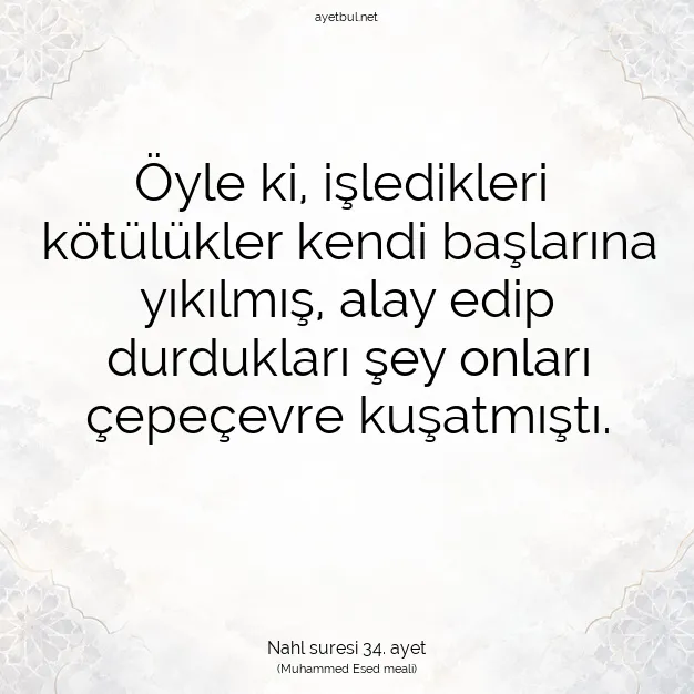 Ayetbul | Kuran Mealleri | Quran | Nahl suresi 34. ayet