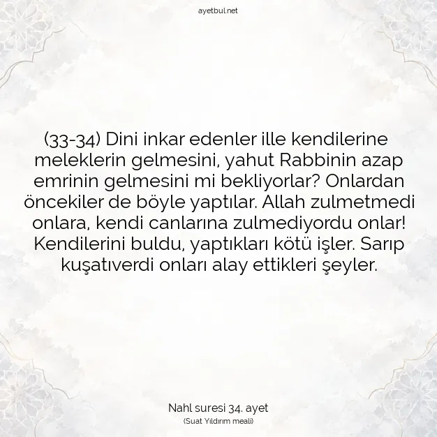 Ayetbul | Kuran Mealleri | Quran | Nahl suresi 34. ayet