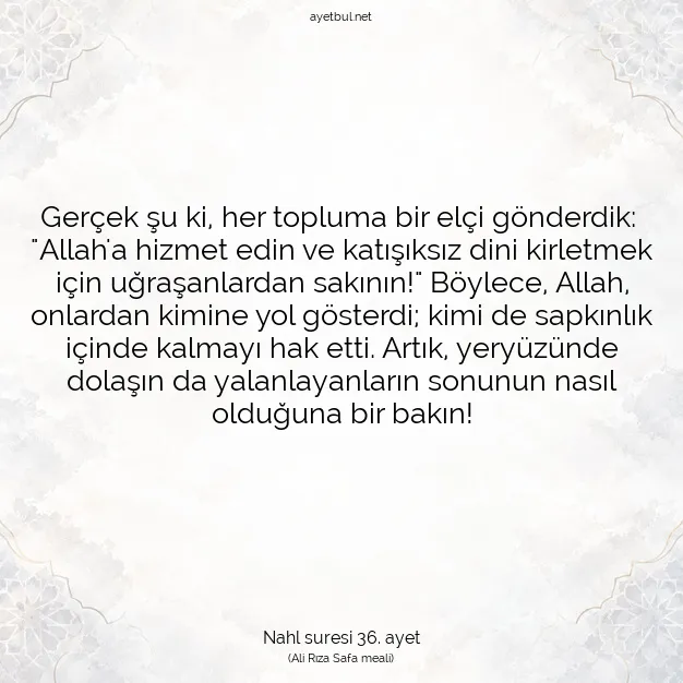 Ayetbul | Kuran Mealleri | Quran | Nahl suresi 36. ayet