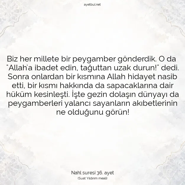 Ayetbul | Kuran Mealleri | Quran | Nahl suresi 36. ayet